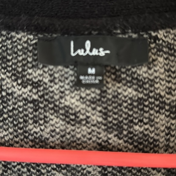 Lulus Black and White Houndstooth Pearl Button Sweater size Medium Mini Dress - Picture 4 of 6